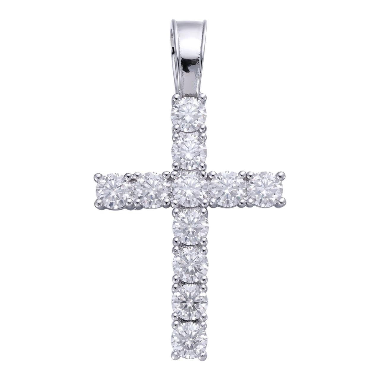 HarlemBling MOISSANITE Tennis Cross - 925 Silver - 5 Sizes 0.75"-2.25"