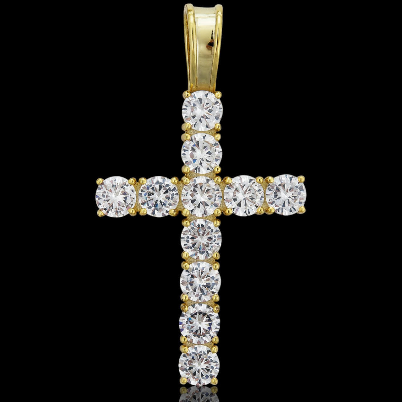 HarlemBling MOISSANITE Tennis Cross Pendant - 10k Gold - 0.5"-1.75"