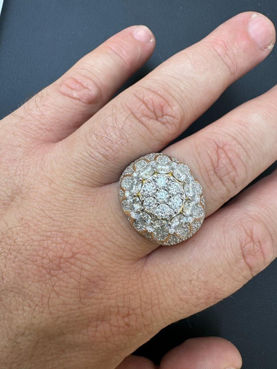 HarlemBling MOISSANITE The Dapper Don Large Stone Iced Out Ring - 14k Gold Vermeil 925 Silver