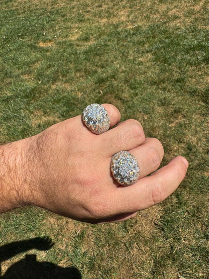 HarlemBling MOISSANITE The Dapper Don Large Stone Iced Out Ring - 14k Gold Vermeil 925 Silver