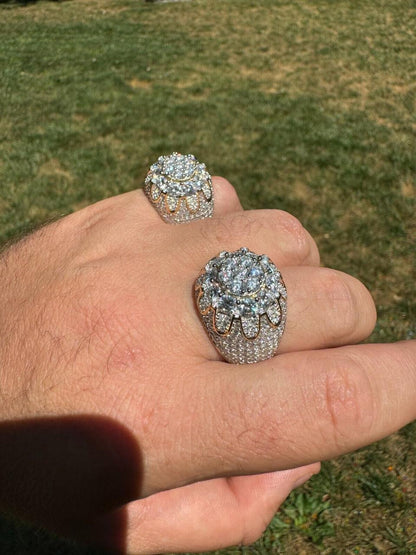 HarlemBling MOISSANITE The Dapper Don Large Stone Iced Out Ring - 14k Gold Vermeil 925 Silver