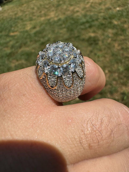 HarlemBling MOISSANITE The Dapper Don Large Stone Iced Out Ring - 14k Gold Vermeil 925 Silver