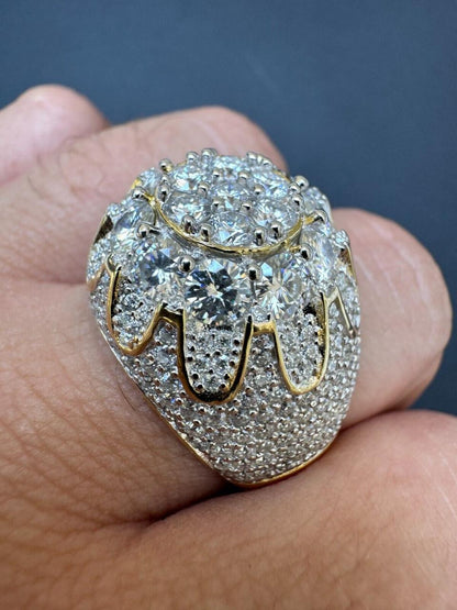 HarlemBling MOISSANITE The Dapper Don Large Stone Iced Out Ring - 14k Gold Vermeil 925 Silver