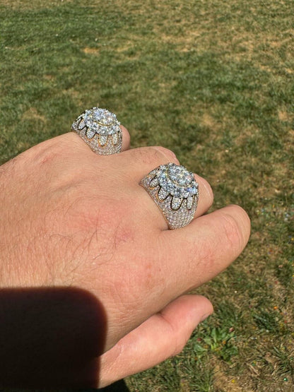 HarlemBling MOISSANITE The Dapper Don Large Stone Iced Out Ring - 14k Gold Vermeil 925 Silver