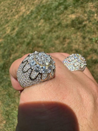 HarlemBling MOISSANITE The Dapper Don Large Stone Iced Out Ring - 14k Gold Vermeil 925 Silver