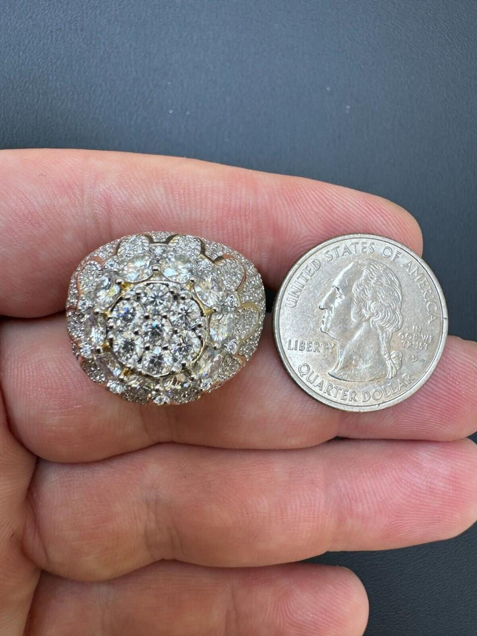 HarlemBling MOISSANITE The Dapper Don Large Stone Iced Out Ring - 14k Gold Vermeil 925 Silver