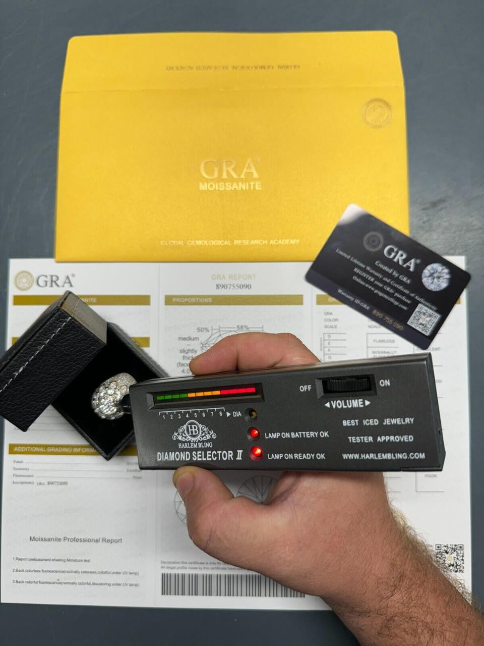 HarlemBling MOISSANITE The Dapper Don Large Stone Iced Out Ring - 14k Gold Vermeil 925 Silver