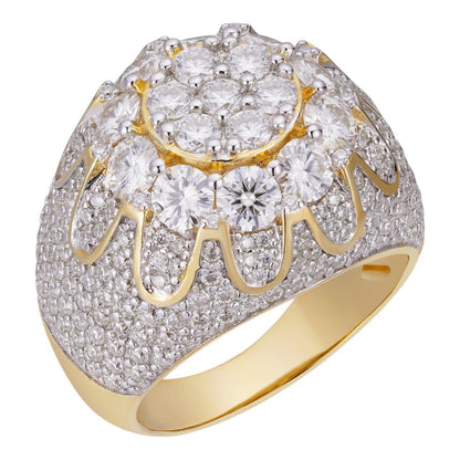 HarlemBling MOISSANITE The Dapper Don Large Stone Iced Out Ring - 14k Gold Vermeil 925 Silver