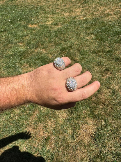 HarlemBling MOISSANITE The Dapper Don Large Stone Iced Out Ring - 14k Gold Vermeil 925 Silver