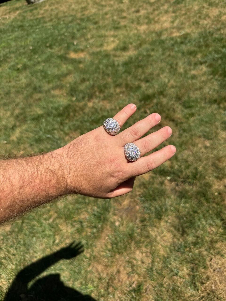 HarlemBling MOISSANITE The Dapper Don Large Stone Iced Out Ring - 925 Silver