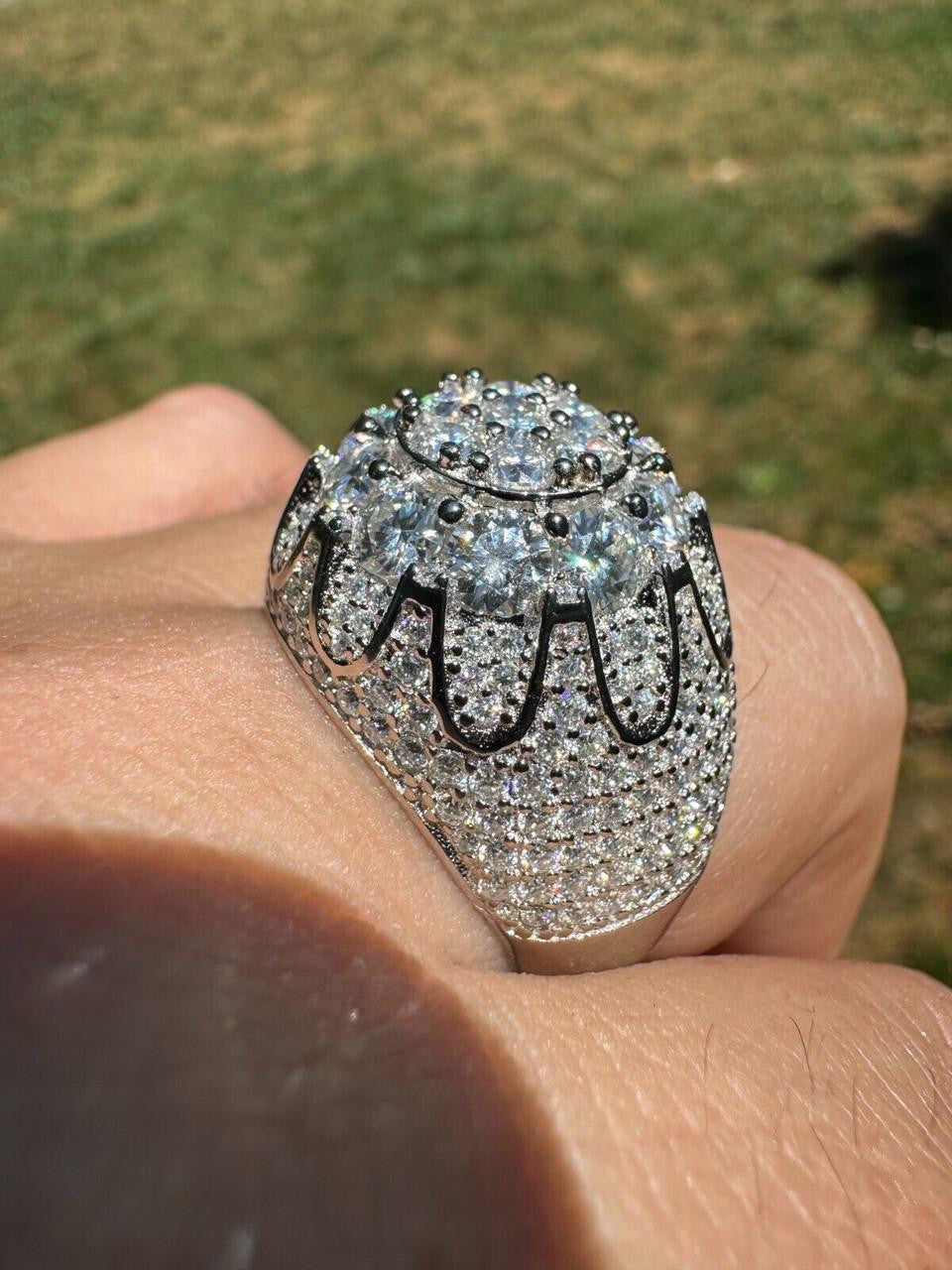 HarlemBling MOISSANITE The Dapper Don Large Stone Iced Out Ring - 925 Silver