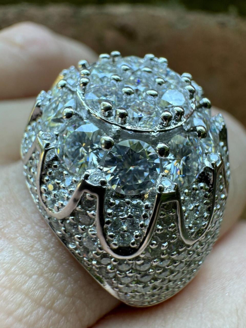 HarlemBling MOISSANITE The Dapper Don Large Stone Iced Out Ring - 925 Silver