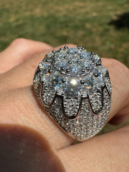 HarlemBling MOISSANITE The Dapper Don Large Stone Iced Out Ring - 925 Silver