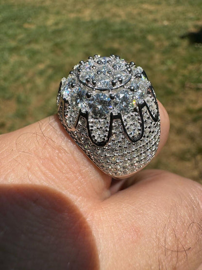 HarlemBling MOISSANITE The Dapper Don Large Stone Iced Out Ring - 925 Silver