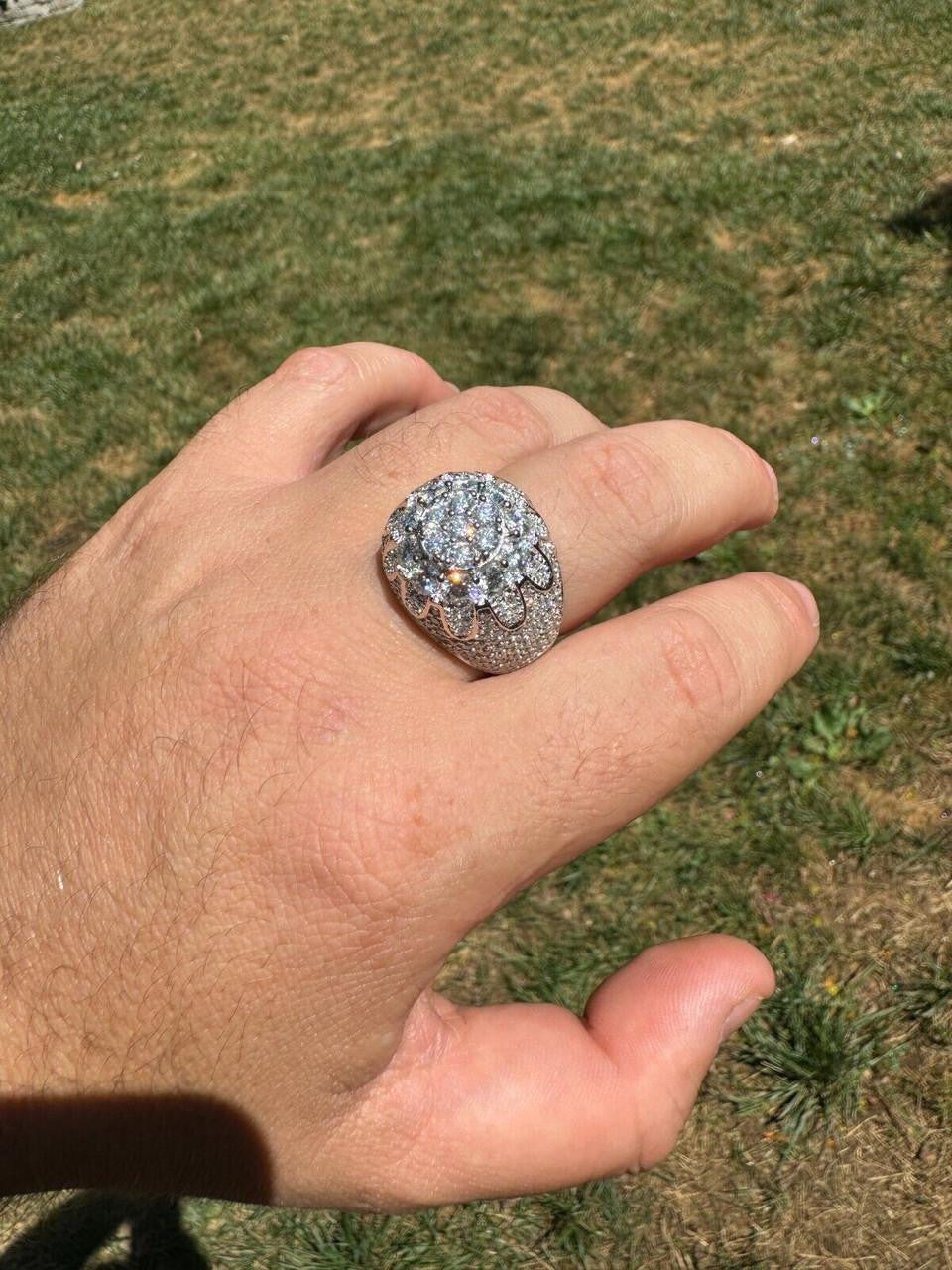 HarlemBling MOISSANITE The Dapper Don Large Stone Iced Out Ring - 925 Silver