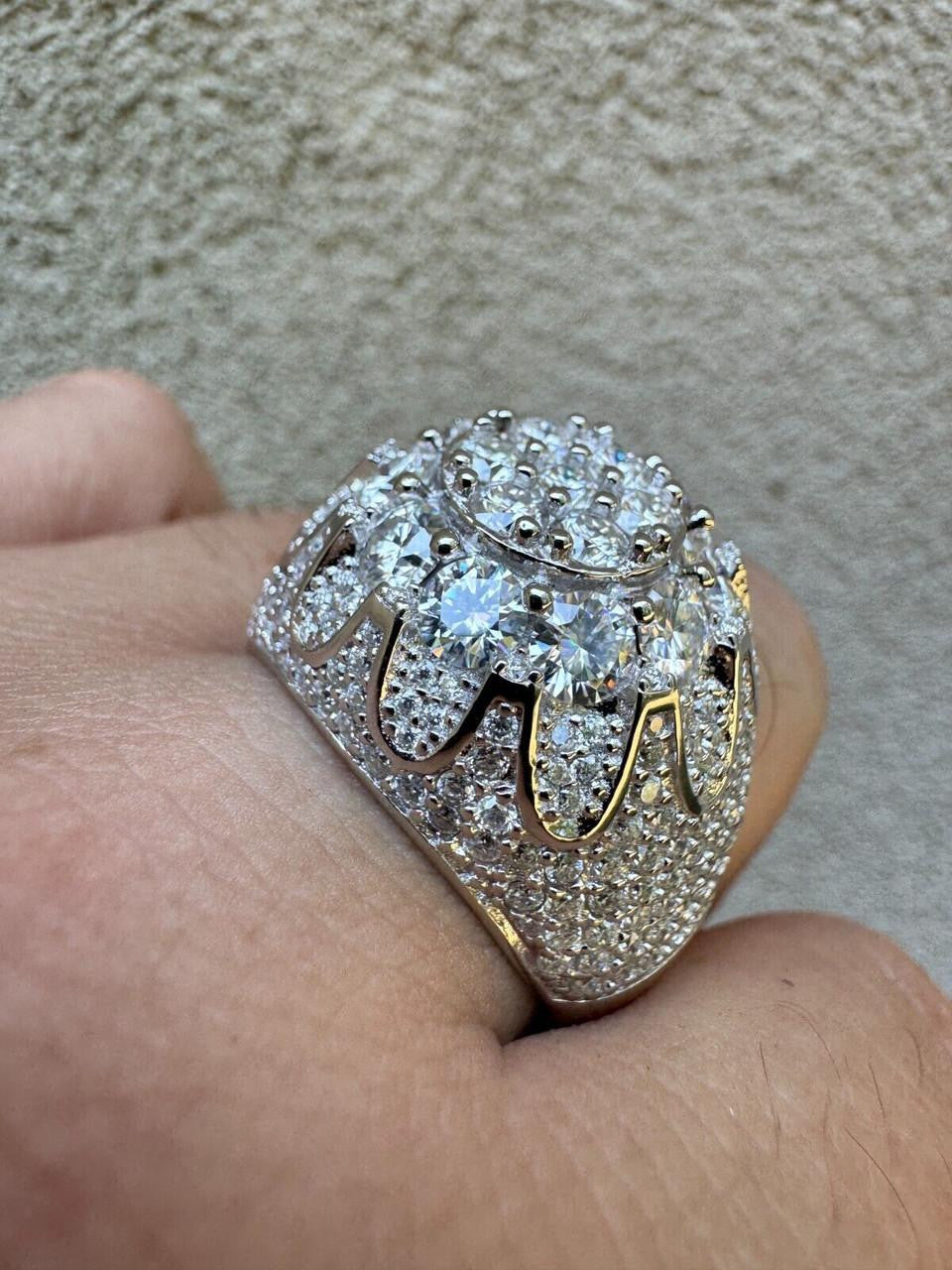 HarlemBling MOISSANITE The Dapper Don Large Stone Iced Out Ring - 925 Silver