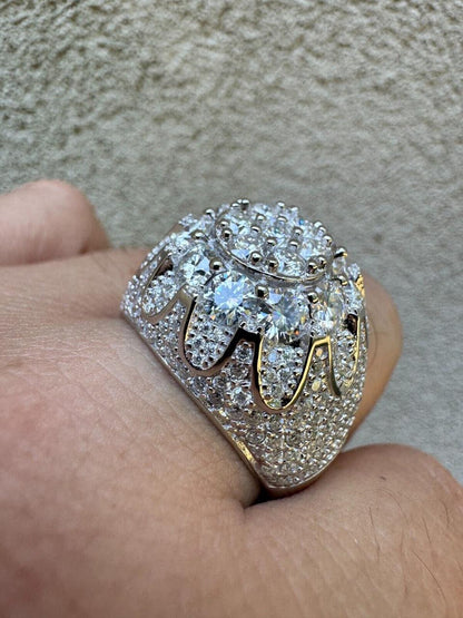 HarlemBling MOISSANITE The Dapper Don Large Stone Iced Out Ring - 925 Silver