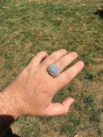 HarlemBling MOISSANITE The Dapper Don Large Stone Iced Out Ring - 925 Silver