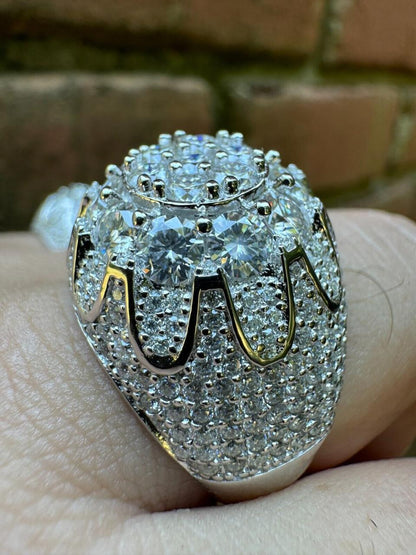 HarlemBling MOISSANITE The Dapper Don Large Stone Iced Out Ring - 925 Silver