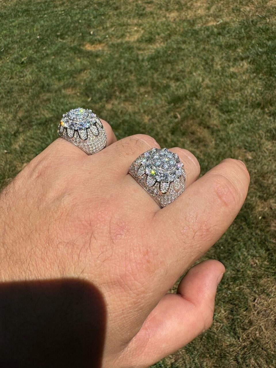 HarlemBling MOISSANITE The Dapper Don Large Stone Iced Out Ring - 925 Silver