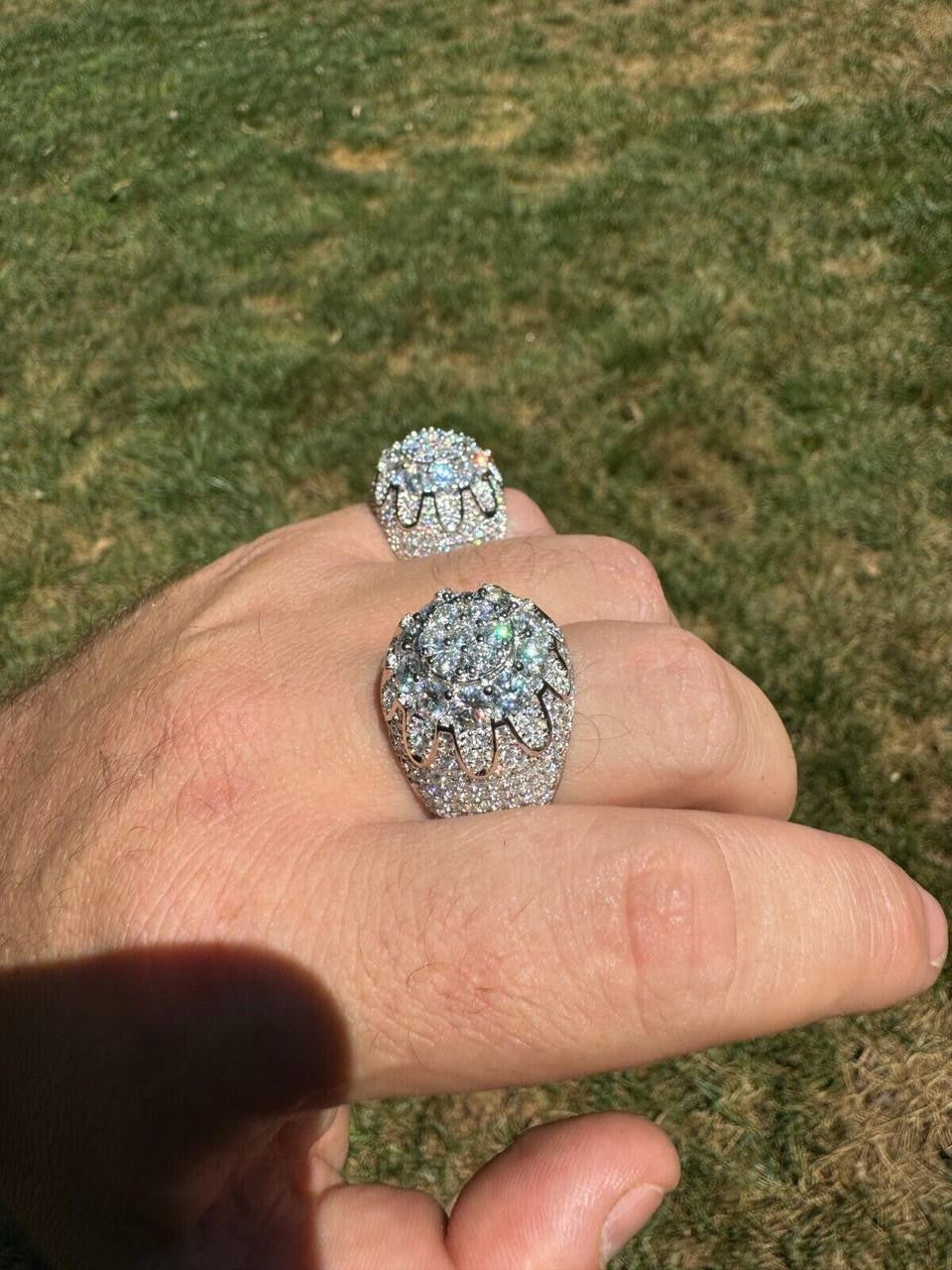 HarlemBling MOISSANITE The Dapper Don Large Stone Iced Out Ring - 925 Silver