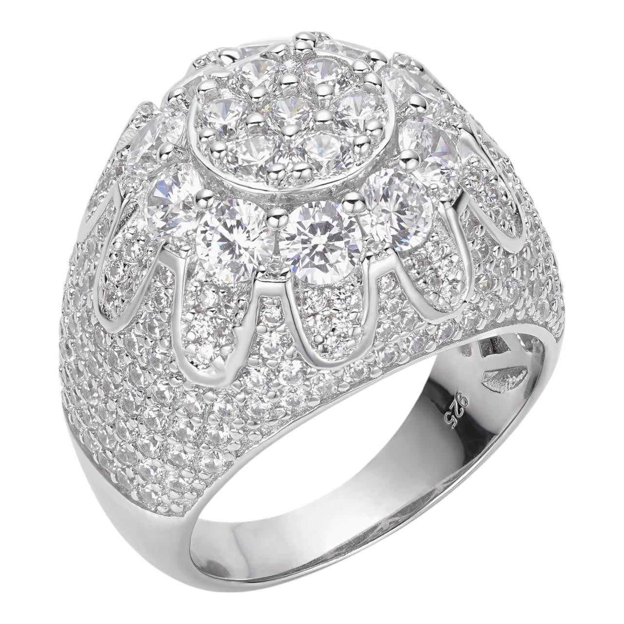 HarlemBling MOISSANITE The Dapper Don Large Stone Iced Out Ring - 925 Silver