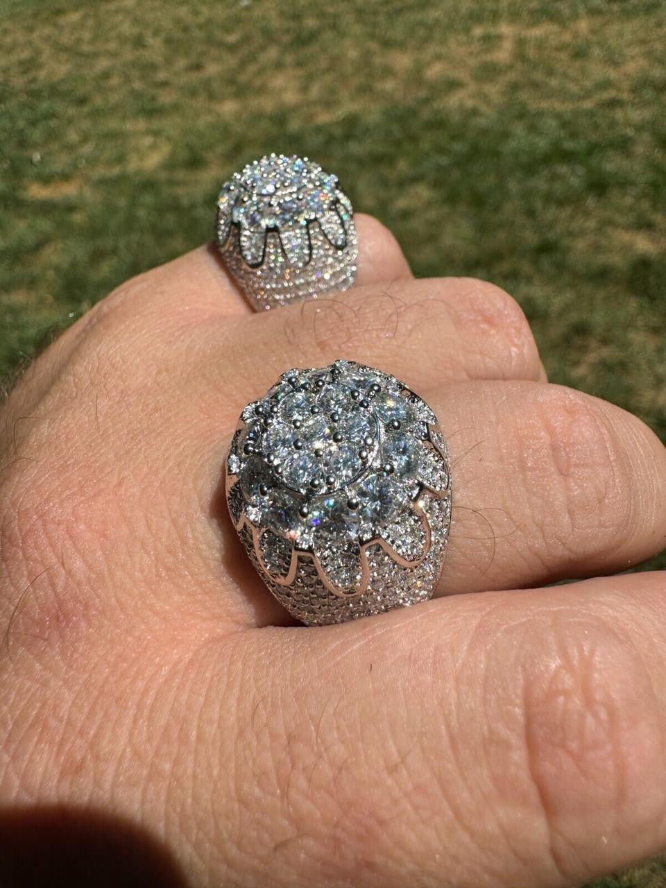 HarlemBling MOISSANITE The Dapper Don Large Stone Iced Out Ring - 925 Silver