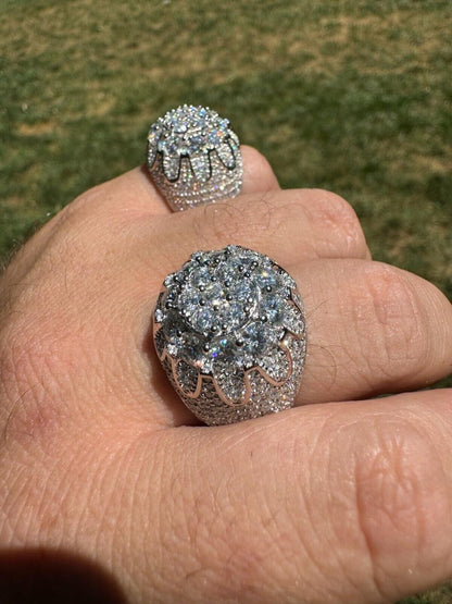 HarlemBling MOISSANITE The Dapper Don Large Stone Iced Out Ring - 925 Silver