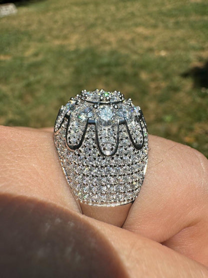 HarlemBling MOISSANITE The Dapper Don Large Stone Iced Out Ring - 925 Silver