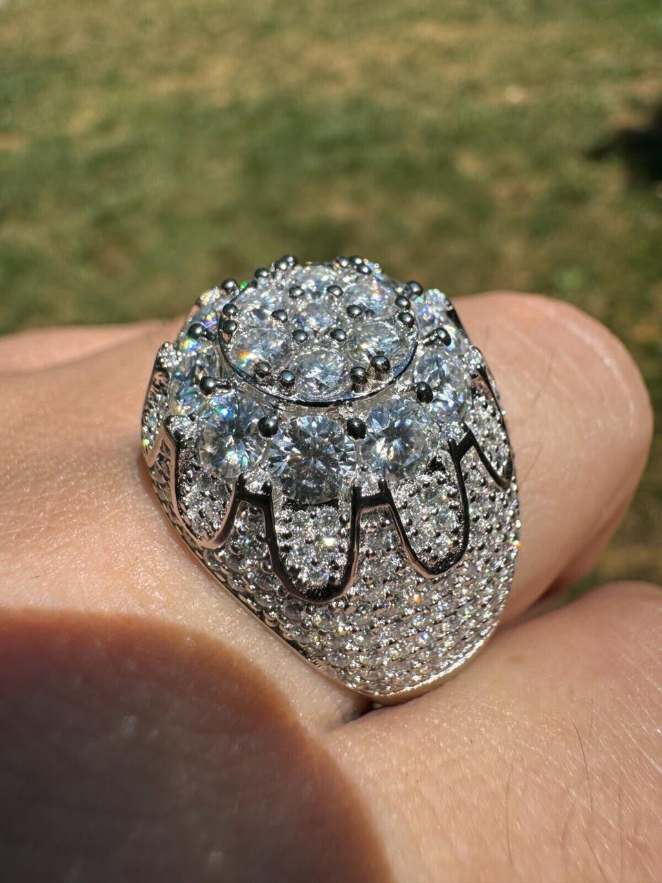 HarlemBling MOISSANITE The Dapper Don Large Stone Iced Out Ring - 925 Silver