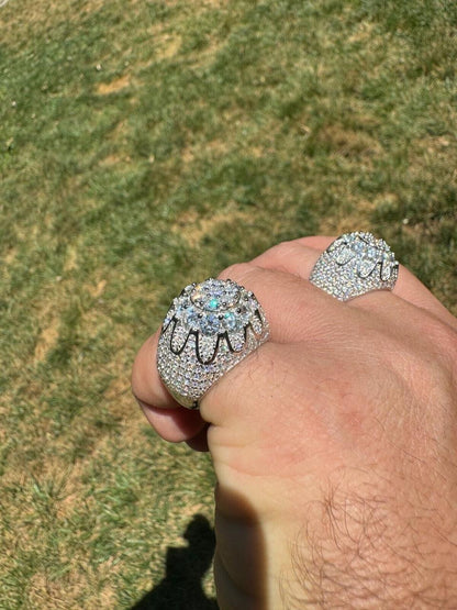 HarlemBling MOISSANITE The Dapper Don Large Stone Iced Out Ring - 925 Silver