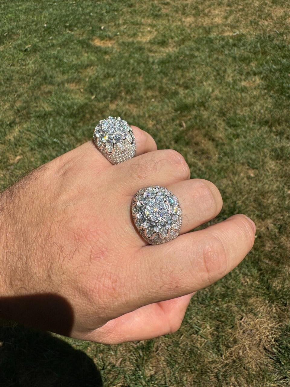 HarlemBling MOISSANITE The Dapper Don Large Stone Iced Out Ring - 925 Silver