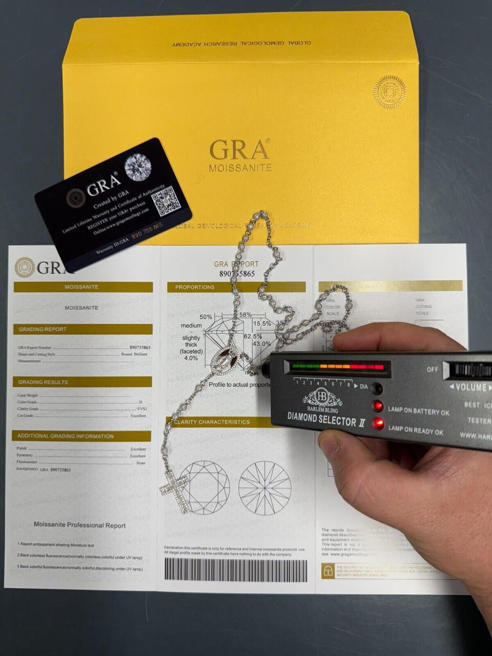 HarlemBling MOISSANITE The Vatican Fully Iced Out Rosary Beads Necklace - 925 Silver - 4mm - 30"