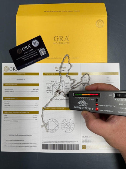 HarlemBling MOISSANITE The Vatican Fully Iced Out Rosary Beads Necklace - 925 Silver - 4mm - 30"