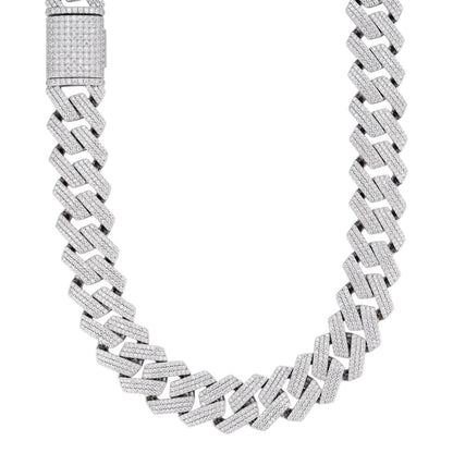 HarlemBling MOISSANITE Thick KILO Miami Cuban Link Prong Chain Necklace Iced Out - 925 Silver - 22mm - 16-30"