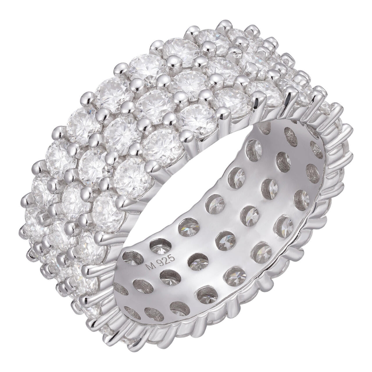 HarlemBling Moissanite Three Paths Iced Out Eternity Band Ring - 925 Silver