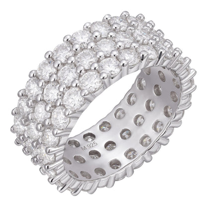 HarlemBling Moissanite Three Paths Iced Out Eternity Band Ring - 925 Silver