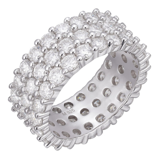 HarlemBling Moissanite Three Paths Iced Out Eternity Band Ring - 925 Silver