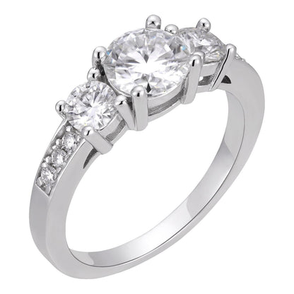 HarlemBling MOISSANITE Three Stone Past Present & Future Engagement Ring - 925 Silver - 1.7ct TW