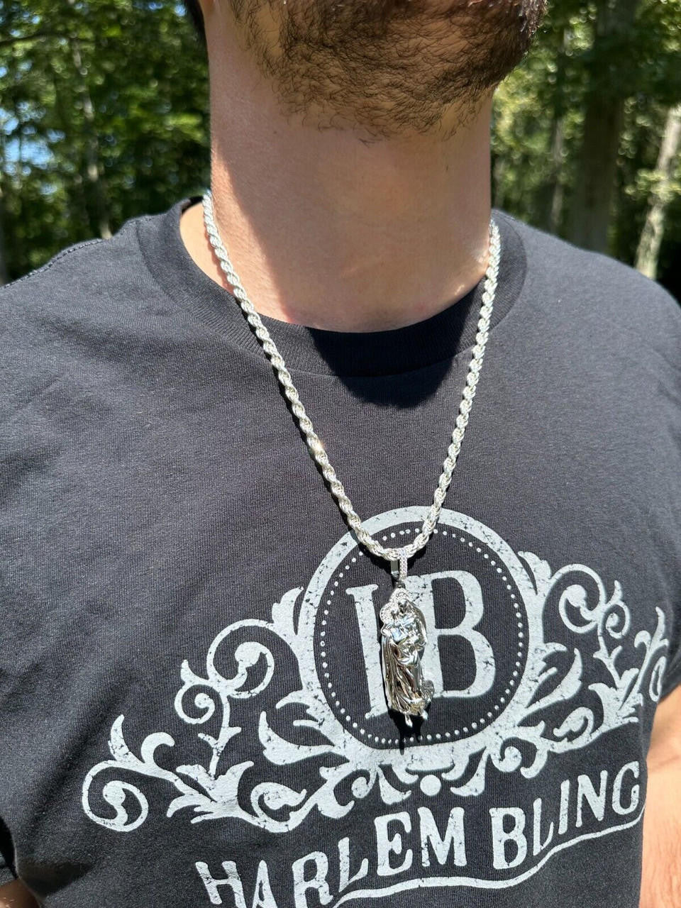 HarlemBling MOISSANITE Virgin Mary 3D Pendant Real 925 Silver/ Yellow Rose Gold Necklace