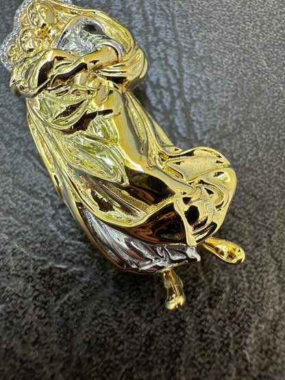 HarlemBling MOISSANITE Virgin Mary 3D Pendant Real 925 Silver/ Yellow Rose Gold Necklace