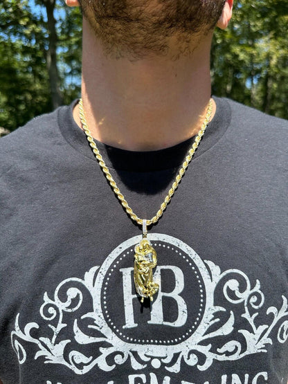 HarlemBling MOISSANITE Virgin Mary 3D Pendant Real 925 Silver/ Yellow Rose Gold Necklace