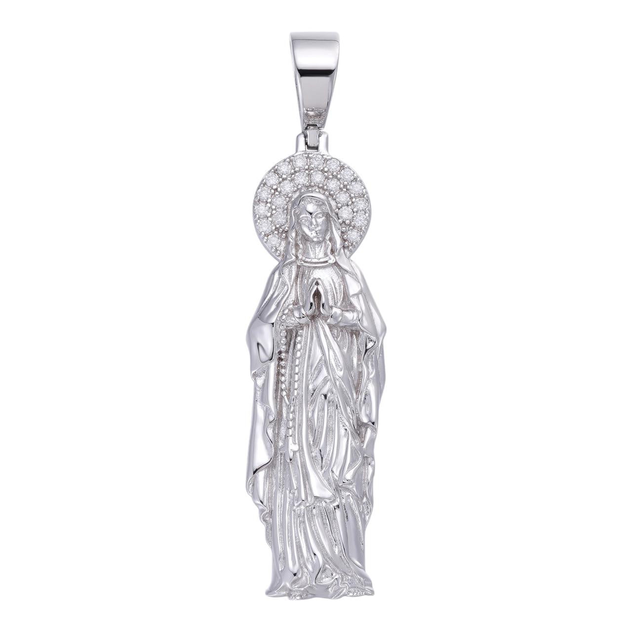 HarlemBling MOISSANITE Virgin Mary Guadalupe Pendant - 925 Silver - 3 Sizes 1"-3"