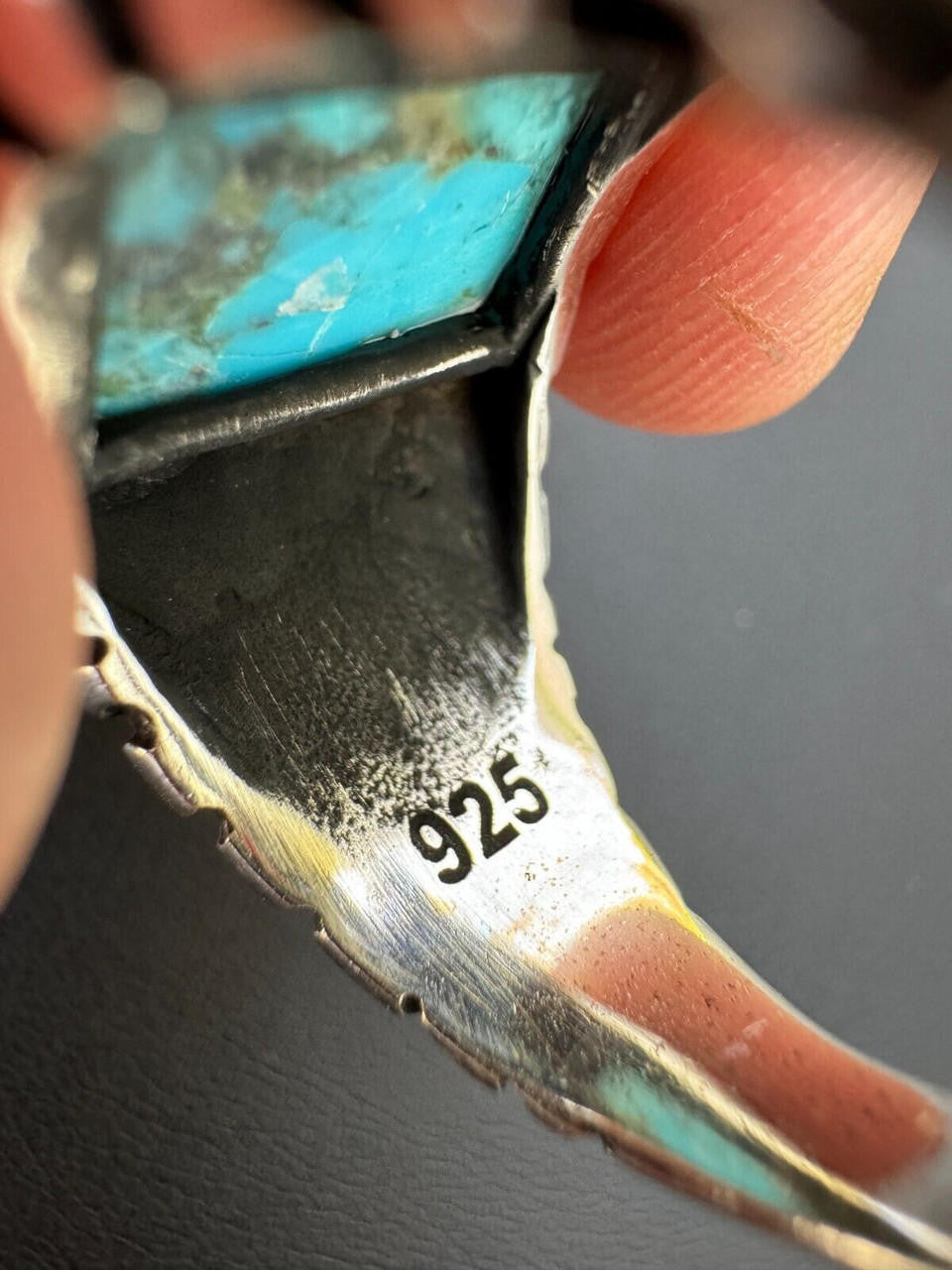 HarlemBling Natural Blue Turquoise Gemstone Mens Real Solid 925 Silver Handmade Nugget Ring