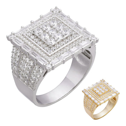 HarlemBling New York Iced Out Ring - 14k Yellow Gold Vermeil/Natural 925 Silver - CZ Stones