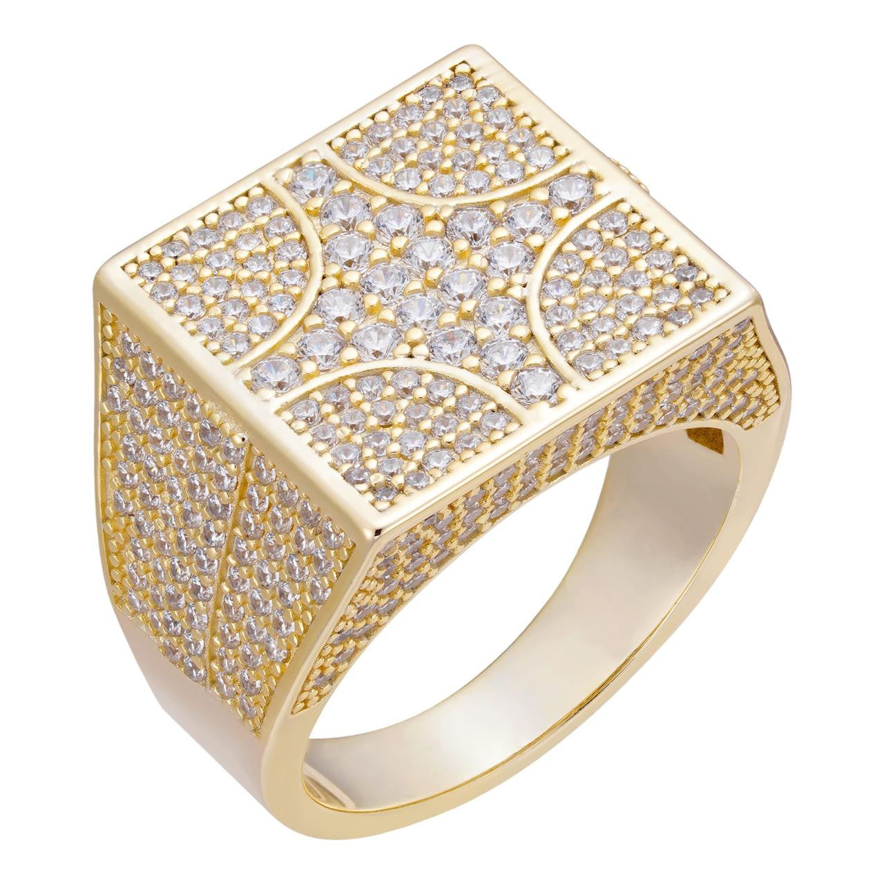 HarlemBling North South East West Iced Out Ring - 14k Gold Vermeil 925 Silver - CZ Stones