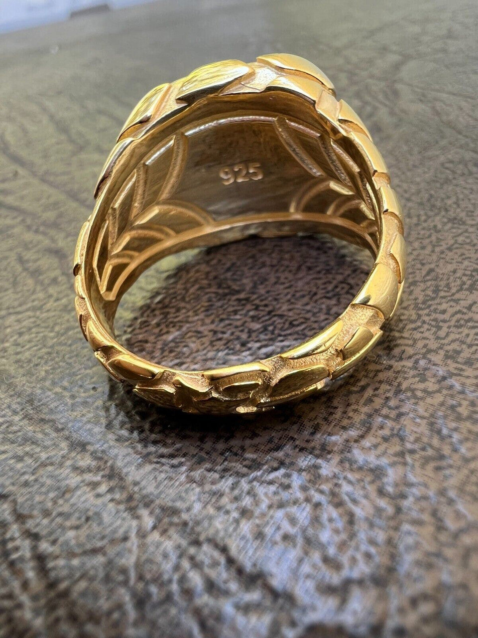 HarlemBling Nugget Ring Mens Real Solid 14K Gold Plated 925 Silver Iced CZ Pinky Hip Hop