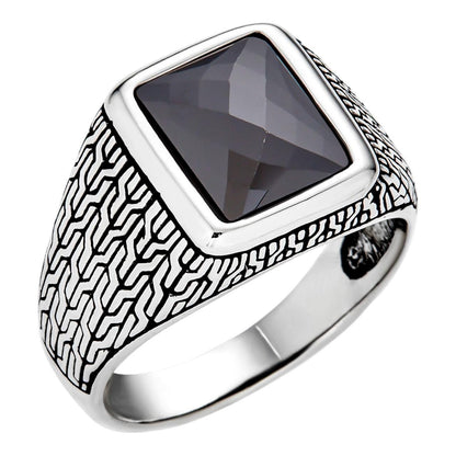 HarlemBling NYC Black Vision Ring - 925 Silver Oxidized - Black CZ Stone