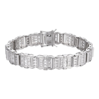 HarlemBling NYC Lights Bracelet Baguette Iced Out CZ Stones - 925 Silver - 11mm - 7"-8.5"