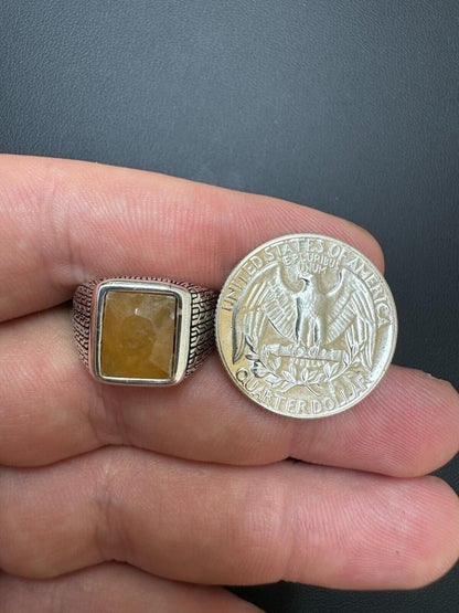 HarlemBling NYC Natural Canary Fate Ring - 925 Silver Oxidized - Genuine Yellow Sapphire Stone